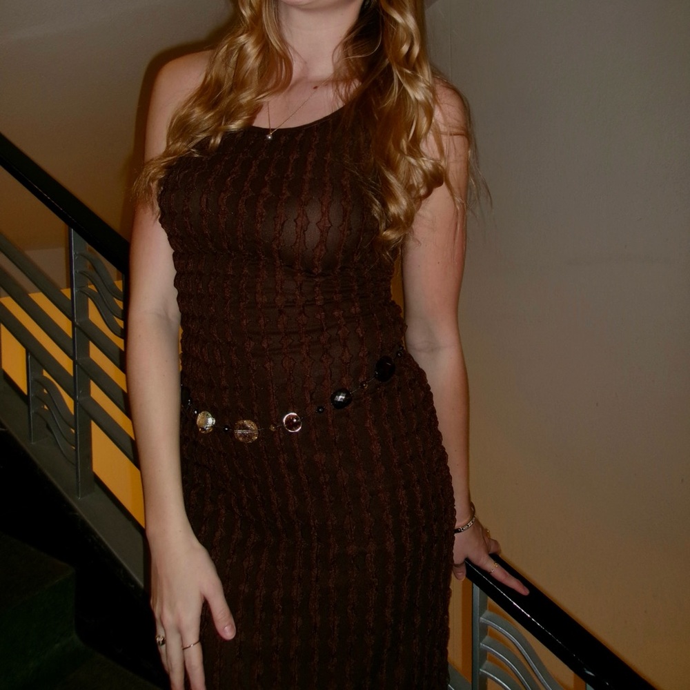 Brown Strappy Women's Maxi Dress